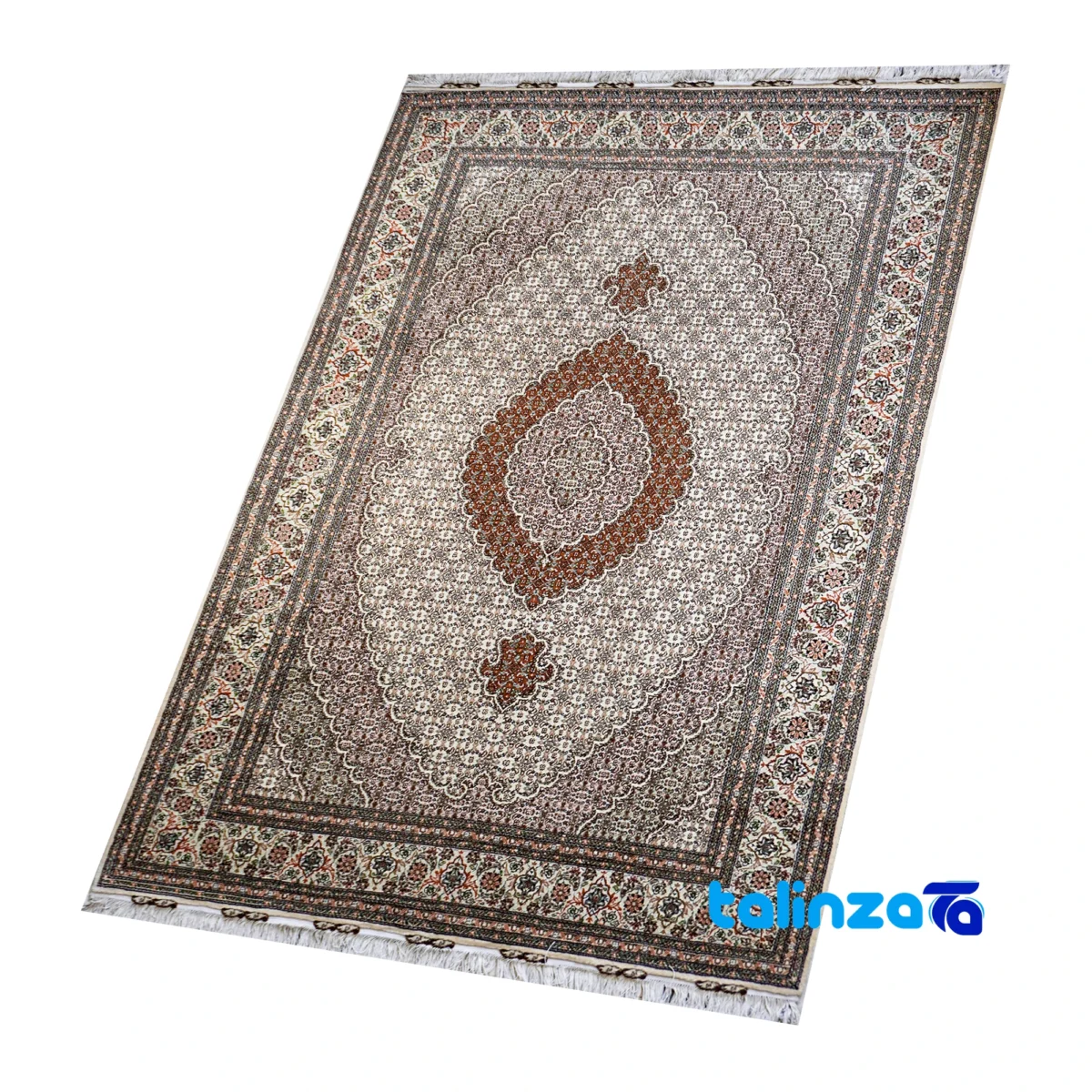 Khou Handwoven Carpet Fish Design - Weave close-up showing material and craftsmanship