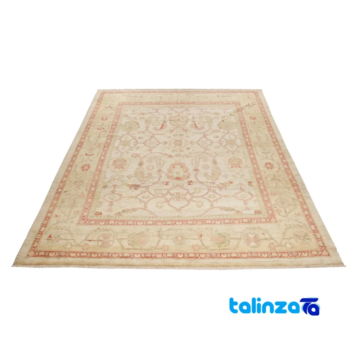 C Persia Handwoven Carpet Elegant Cream Design material and craftsmanship (Weave close-up)