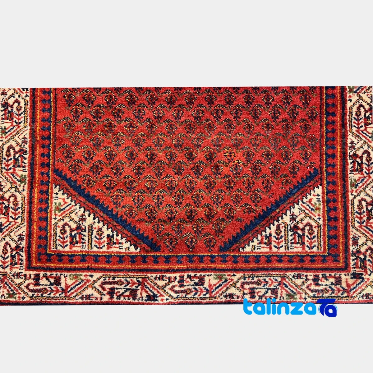 NKP Handwoven Carpet Red Design - Weave close-up showing material and craftsmanship
