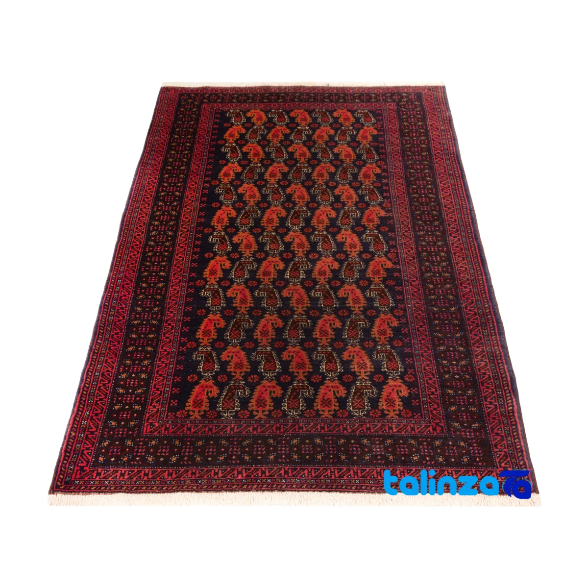 Detail view of Baloch Handwoven Rug Model 231313 Navy Blue pile texture close-up