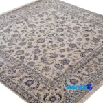 Detail view of Nain Handwoven Carpet Square Design Cream Hand washable pile texture close-up