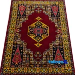 Handwoven Persian Rug Rectangular Traditional Design - Detail view showing pile texture close-up