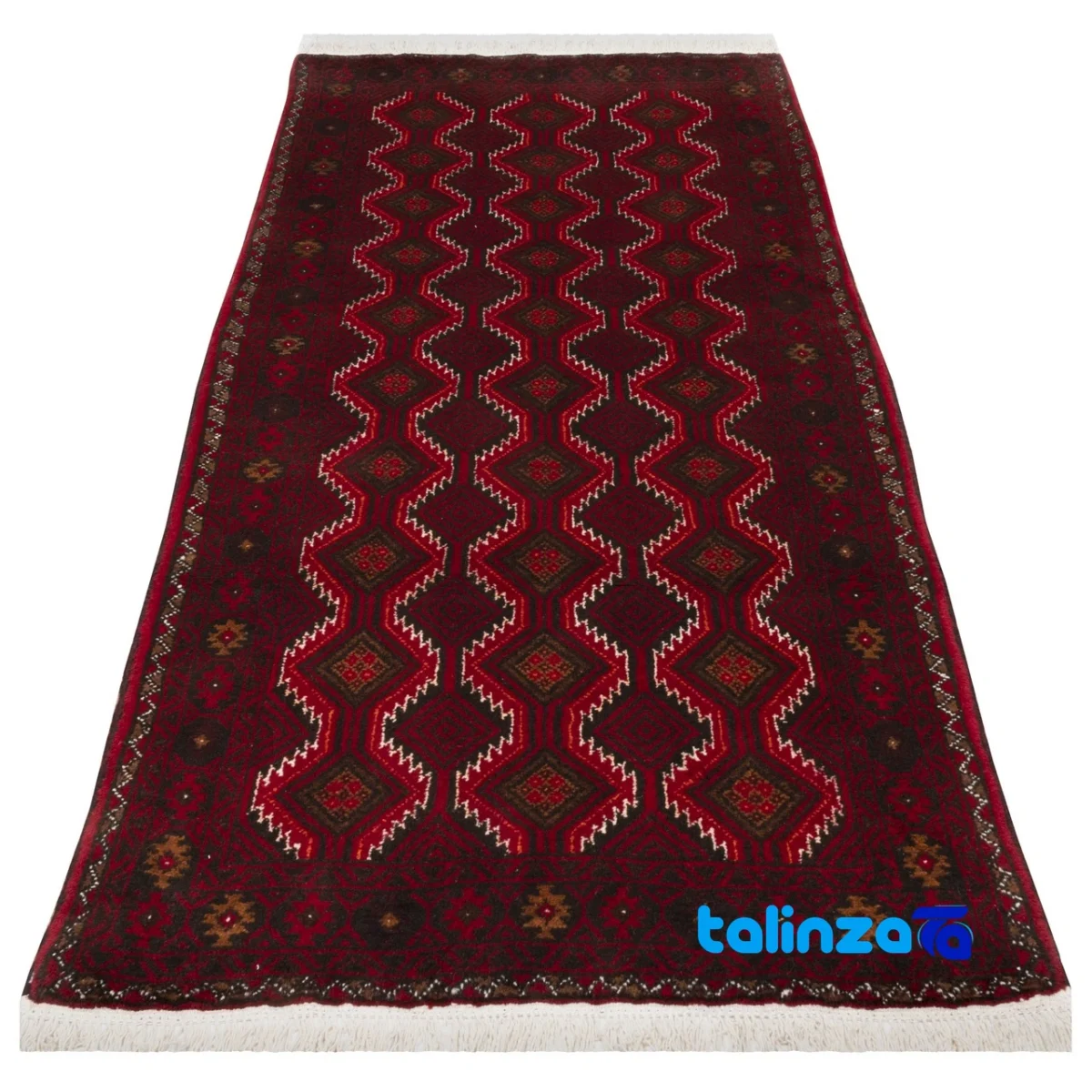 Detail view of Persia Handwoven Rug Elegant Navy Design 179x92x1 cm pile texture close-up