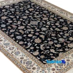 Weave close-up of Nain Handmade Carpet Afsahan Design Navy Blue material and craftsmanship