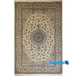 Nayin Handwoven Carpet Sun Design - Detail view showing pile texture close-up