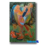 Packaging view of Ali Rezghandi Mixed Media Painting Untitled 90 x 60 label and