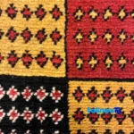 Turkmen Handwoven Carpet Red Design - Detail view showing pile texture close-up