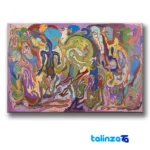 Packaging view of Ali Rezghandi Mixed Media Untitled Canvas Art 150 x 100 label and