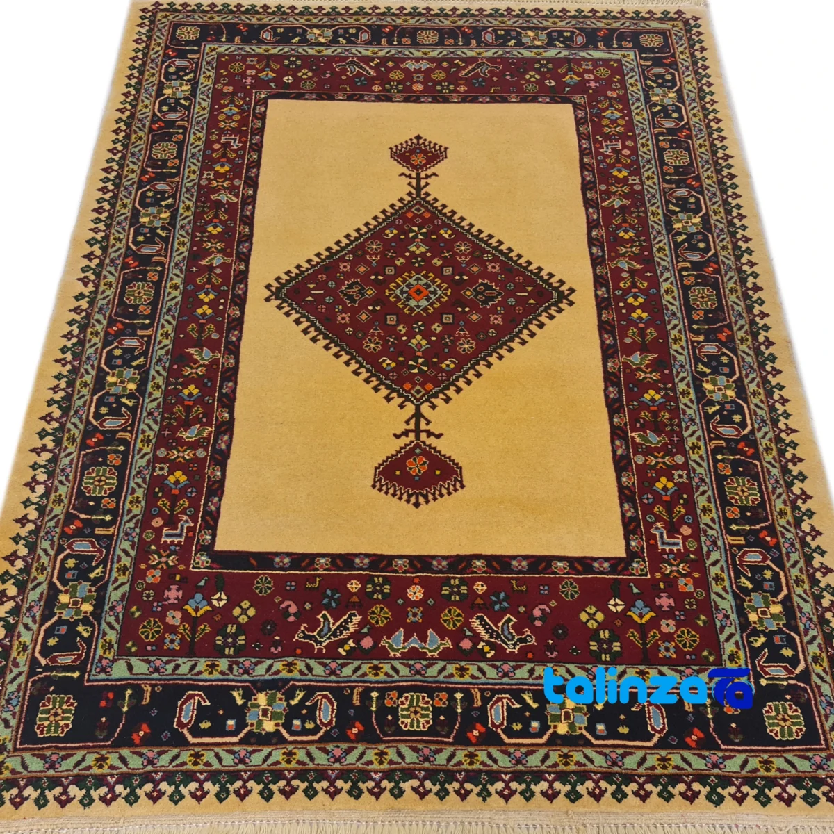Handwoven Persian Rug Unique Design - Weave close-up showing material and craftsmanship