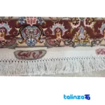 Detail view of Persian Handwoven Rug Lajak Design Cream Background pile texture close-up