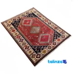 Persian Handwoven Rug Geometric Design Copper - Weave close-up showing material and craftsmanship