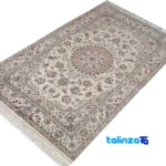 Nain Handwoven Rug Latchak Design Cream material and craftsmanship (Weave close-up)