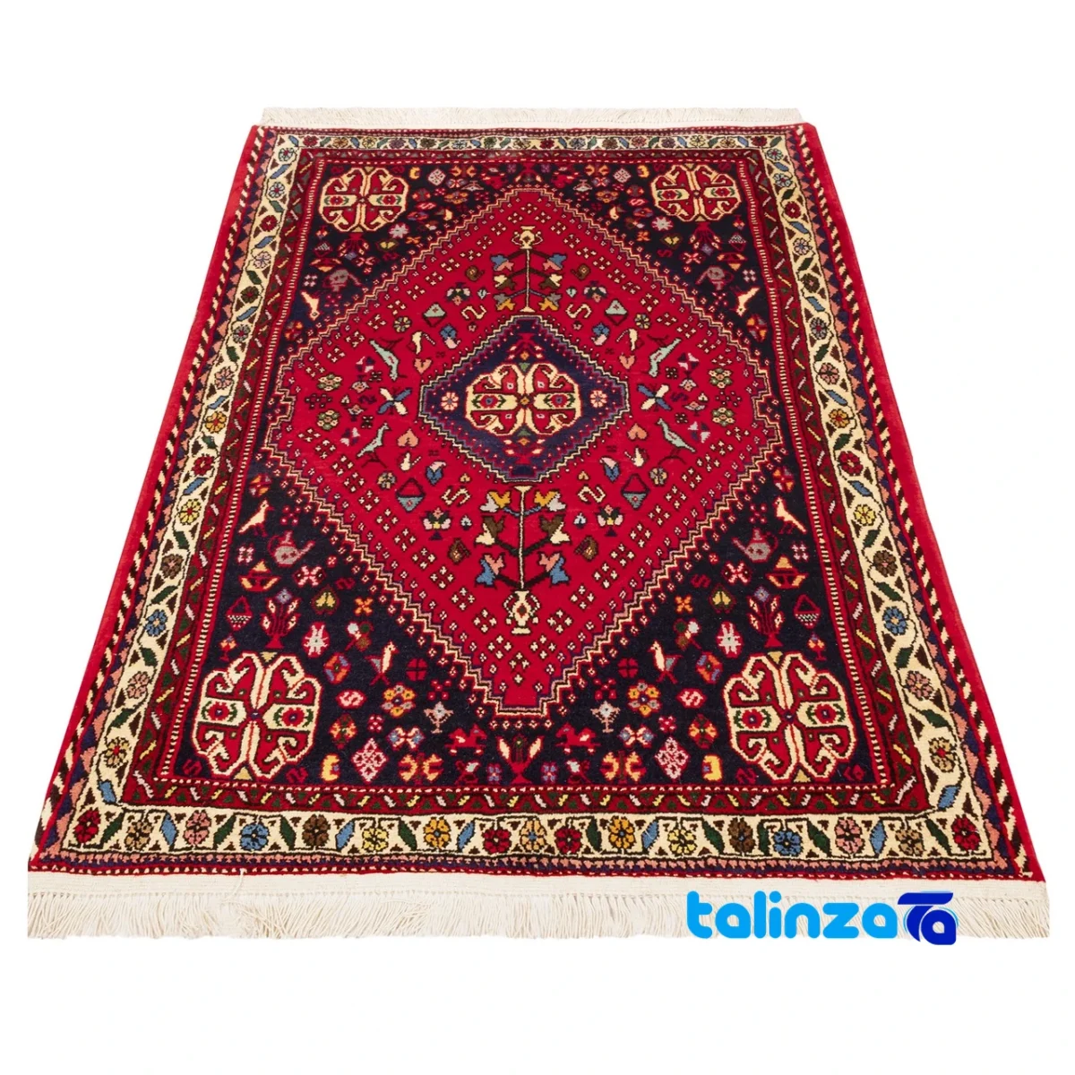 Persia Handwoven Rug Red Luxury Design 155 x - Detail view showing pile texture close-up