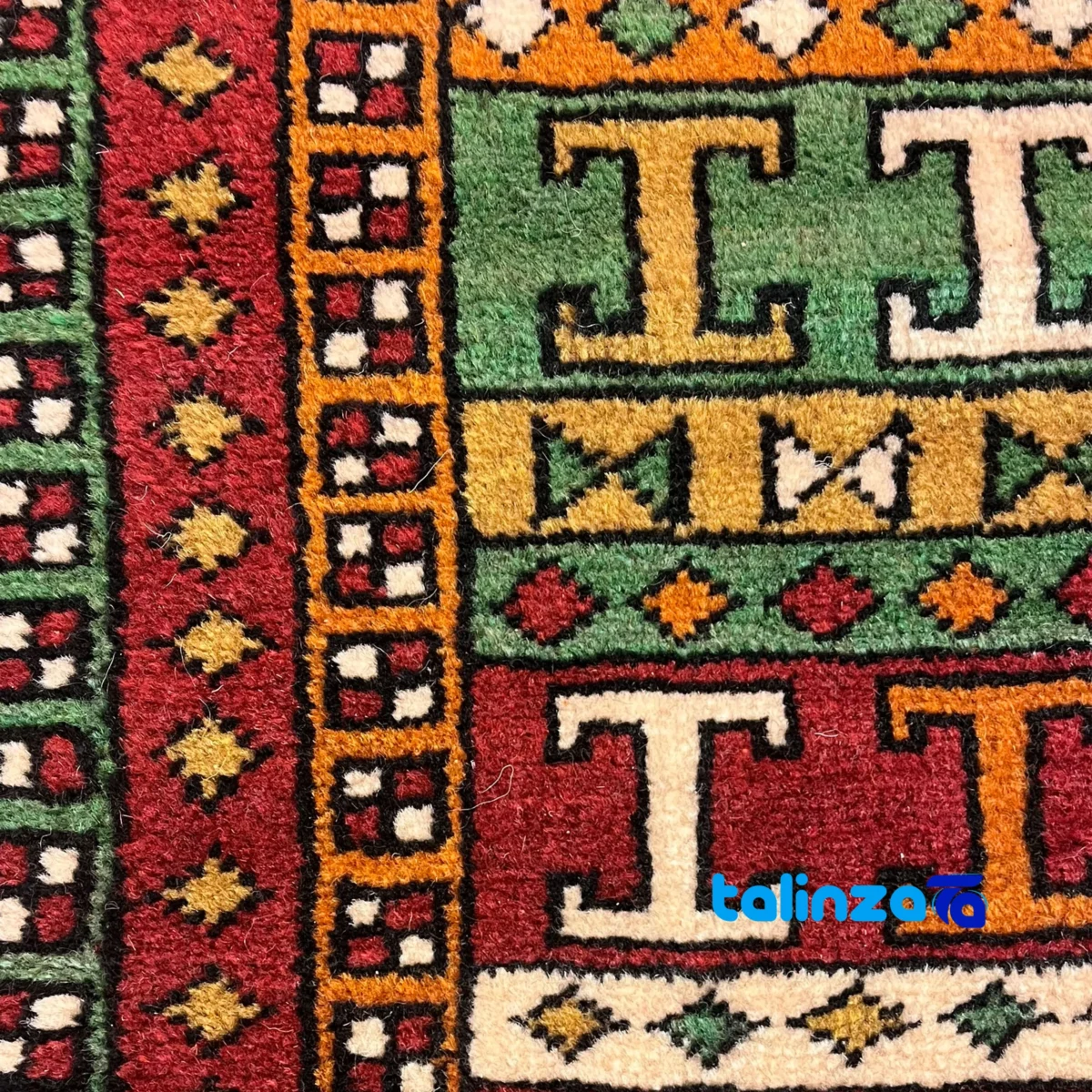 Turkmen Handwoven Carpet Red Design material and craftsmanship (Weave close-up)