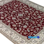 Nain Handwoven Carpet Afshan Design Luxurious Red By hand pile texture close-up (Detail view)