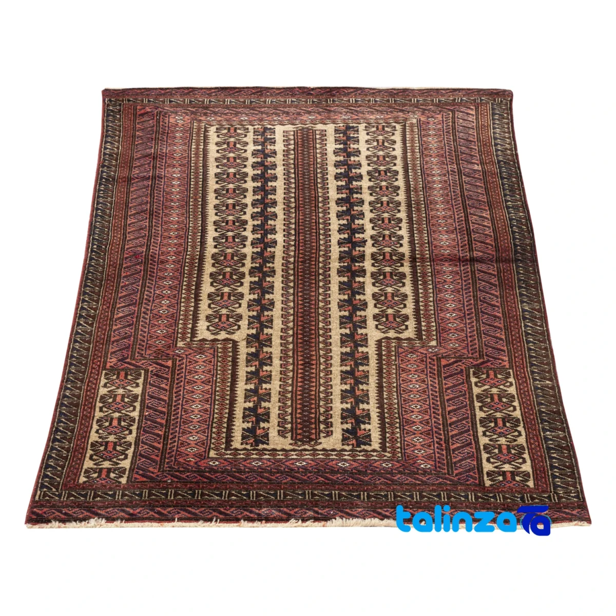 Handwoven Rug Model Baluch Cream Design 151x78x1 cm material and craftsmanship (Weave close-up)