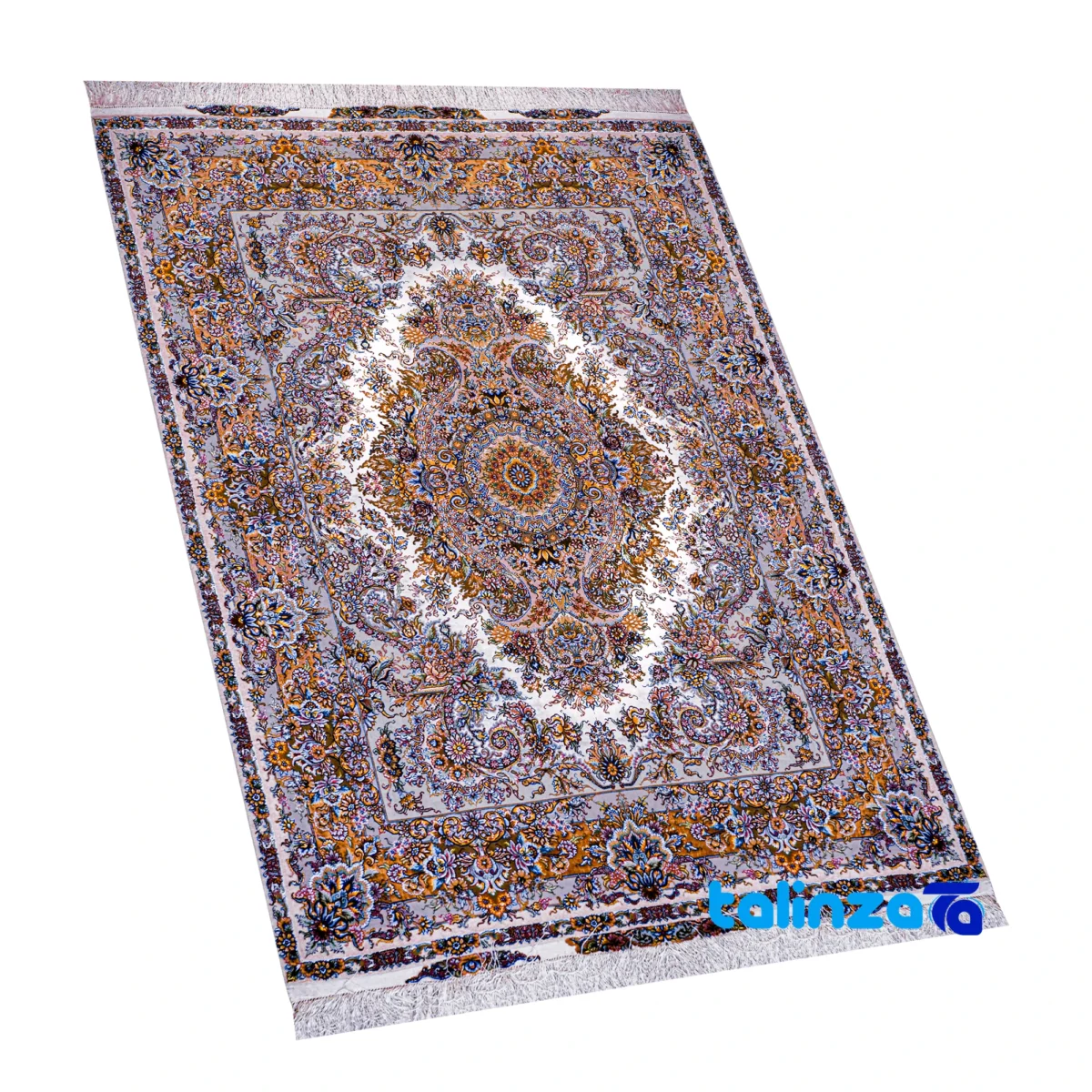 Tabriz Handwoven Rug Crafted with Silk and Wool - Weave close-up showing material craftsmanship