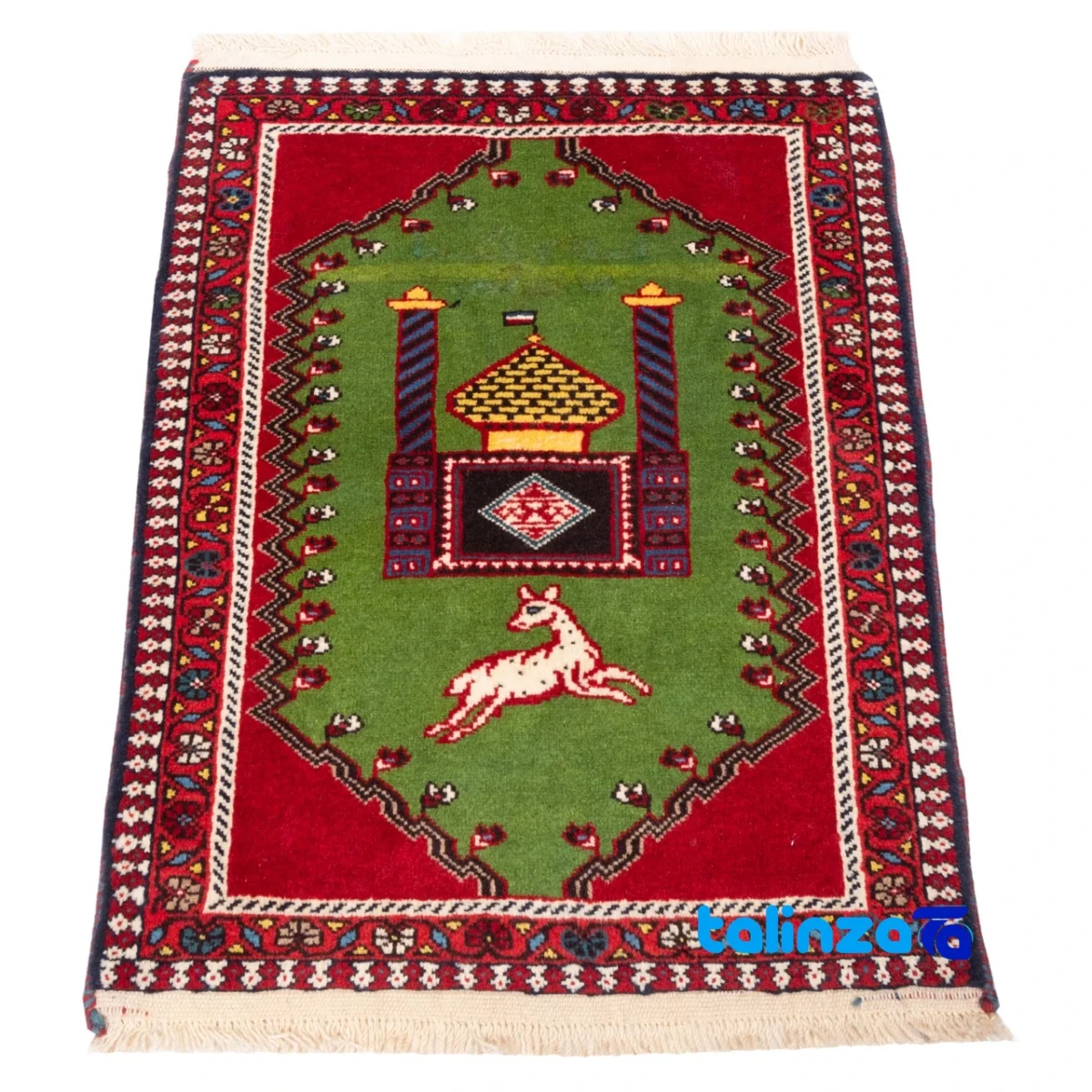 Cypressia Handwoven Rug Green material and craftsmanship (Weave close-up)