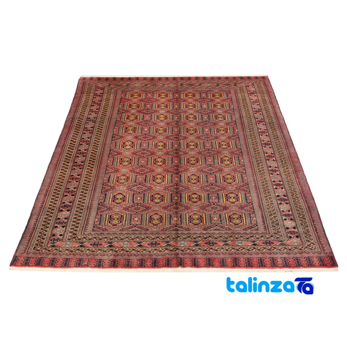 Detail view of Turkmen Handwoven Carpet Model 401864 Rich Color pile texture close-up