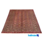 Detail view of Turkmen Handwoven Carpet Model 401864 Rich Color pile texture close-up