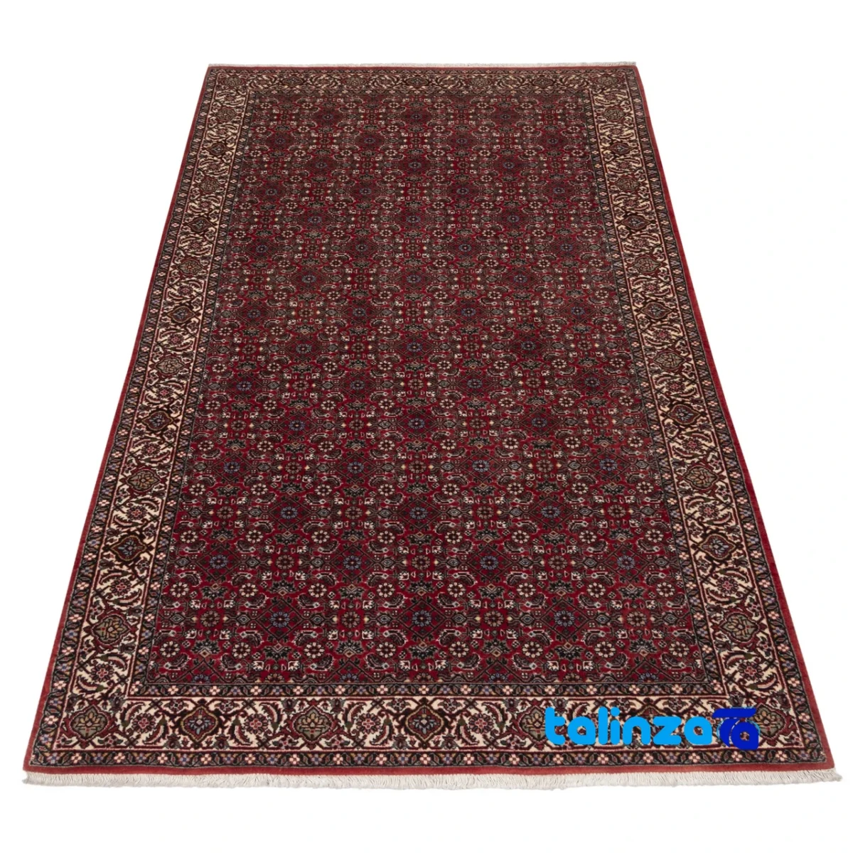 C Persia Handwoven Rug - Luxurious Red Design 196x102x1 cm - Weave close-up showing material and craftsmanship