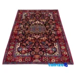 C Persia Handwoven Rug Elegant Navy Design Hand wash material and craftsmanship (Weave close-up)