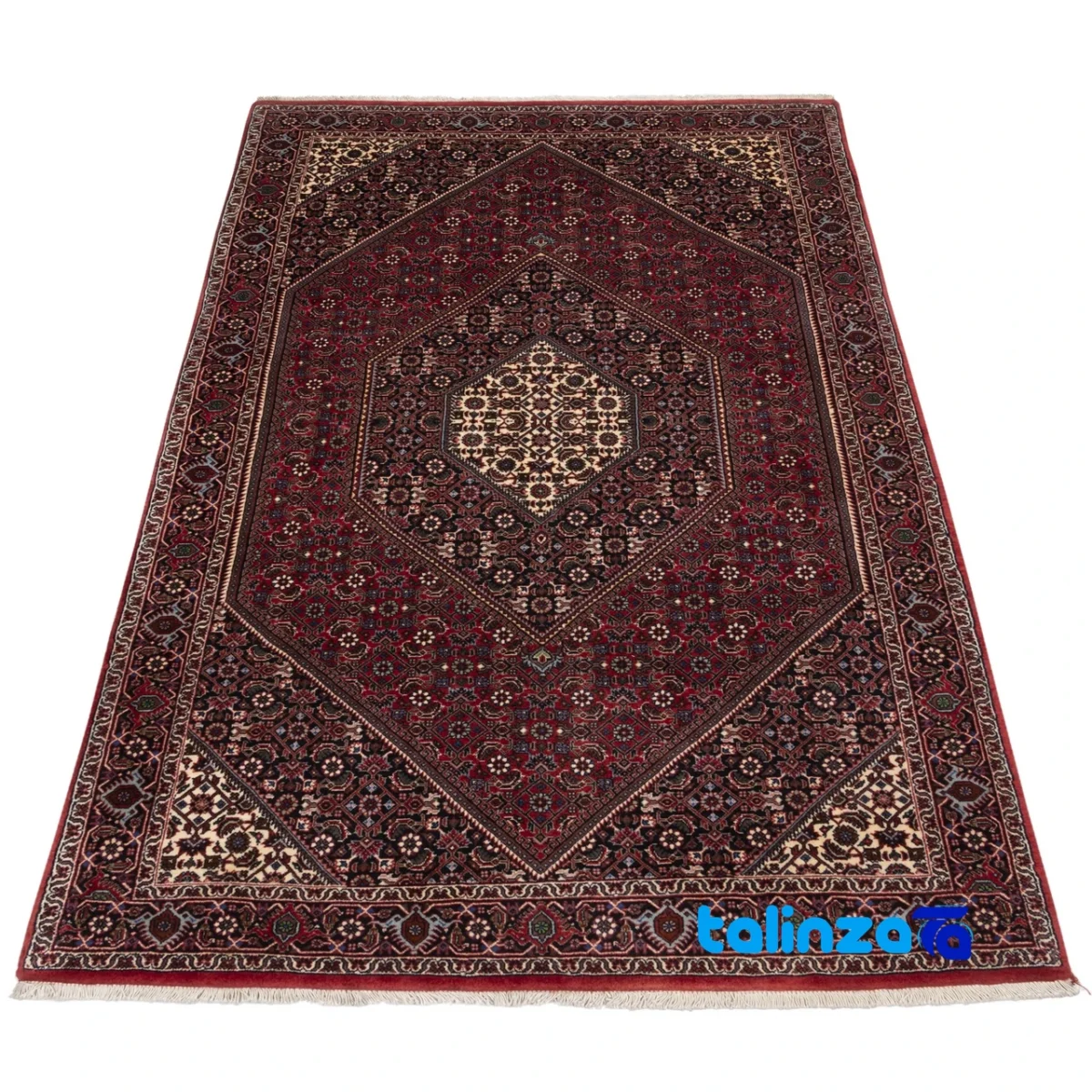 Detail view of Persia Handwoven Rug Red Design pile texture close-up