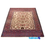 Handwoven Persian Rug Baloch Design Natural Dye Cream material and craftsmanship (Weave close-up)