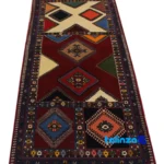 Handwoven Carpet Runner Colorful Design pile texture close-up (Detail view)