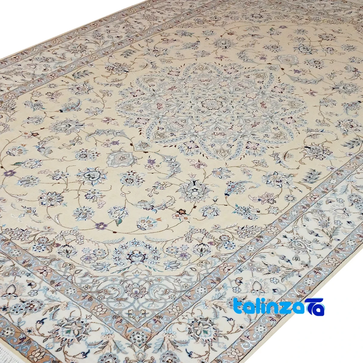 Detail view of Nain Handwoven Rug Latchak Design Almond Background pile texture close-up