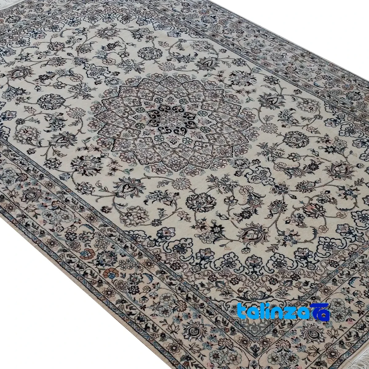 Nain Handwoven Carpet Latchak Design Cream - Detail view showing pile texture close-up
