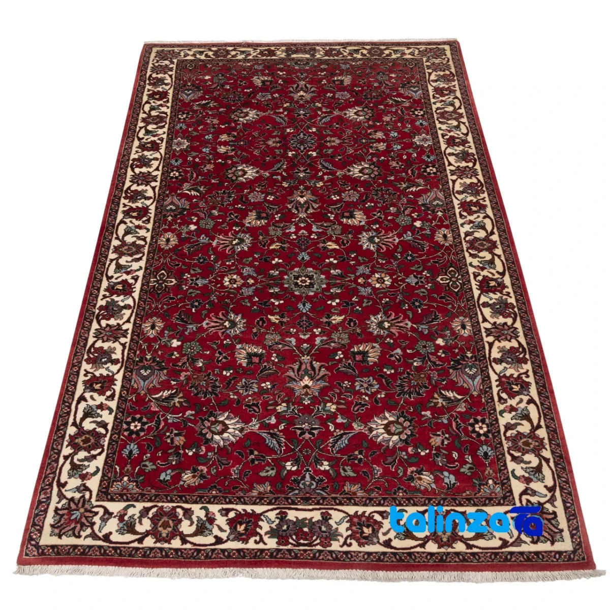 Persia Handwoven Carpet Stunning Red Design - Weave close-up showing material and craftsmanship