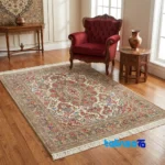 Persian Handwoven Rug Latchak Toranj Cream pile texture close-up (Detail view)
