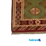 Turkmen Handwoven Rug Red Traditional Design Hand washable - Detail view showing pile texture close-up