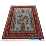 Persia Handwoven Rug Blue Traditional Design - Weave close-up showing material and craftsmanship