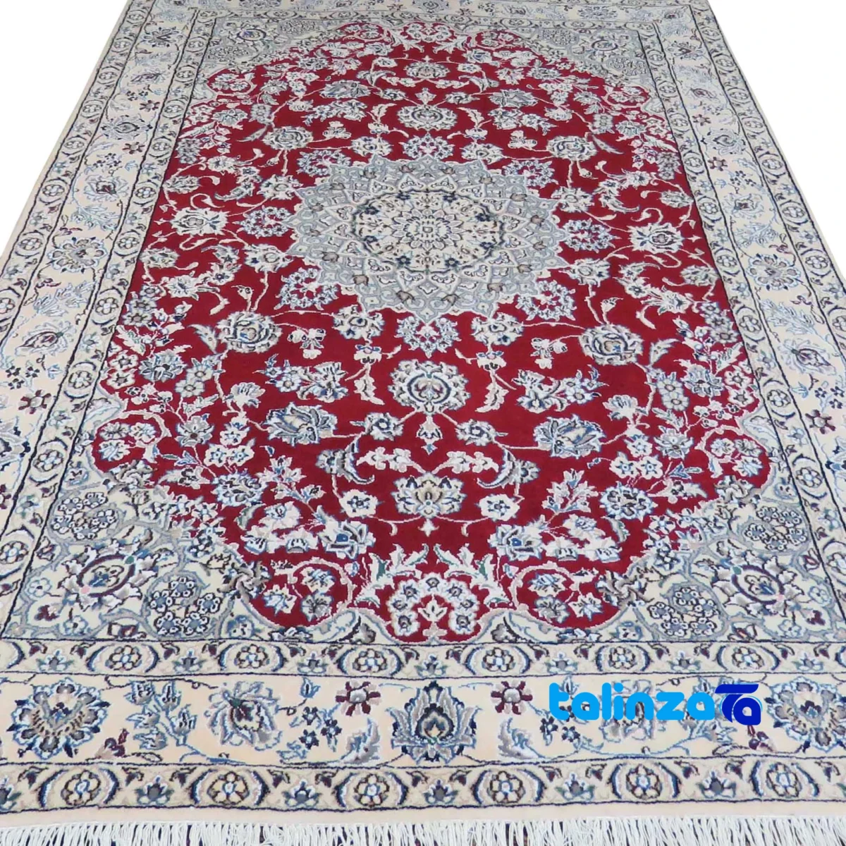 Nain Handwoven Rug - Rich Red Design 210 x 135 0. - Detail view showing pile texture close-up