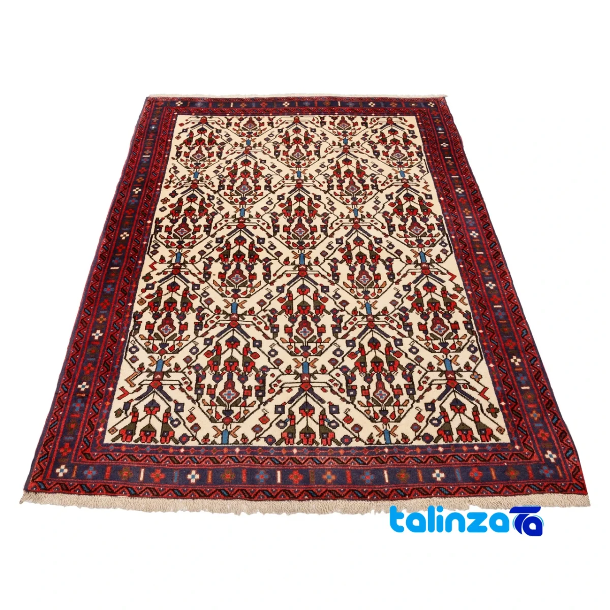 Persia Handwoven Carpet Beige Design 187204 - Detail view showing pile texture close-up