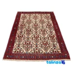 Persia Handwoven Carpet Beige Design 187204 - Detail view showing pile texture close-up