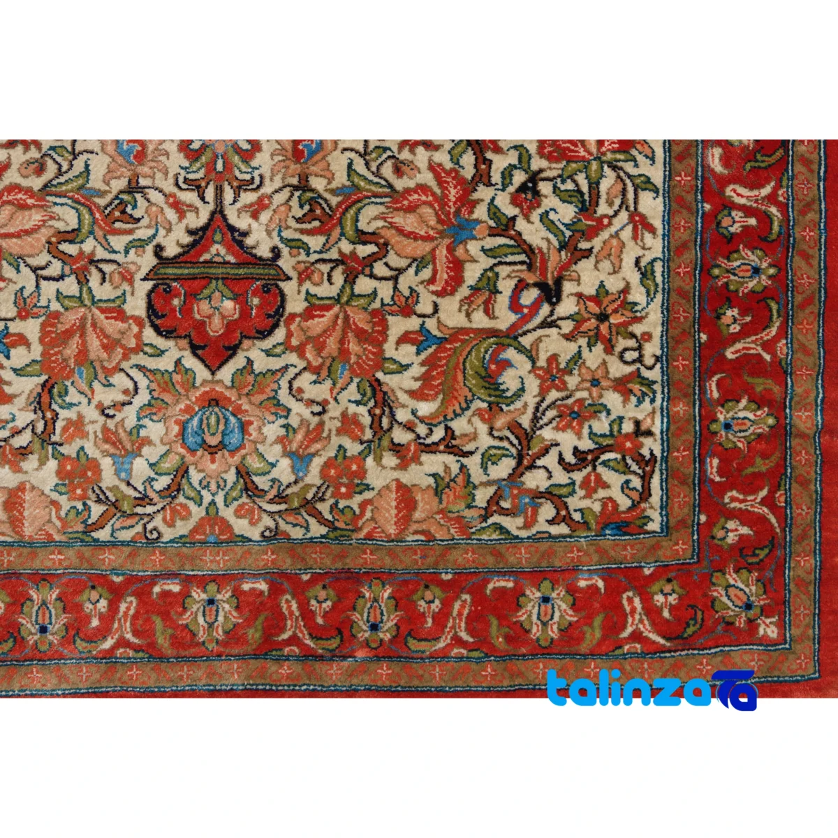 Handwoven Persian Rug Turanj Design Cream - Weave close-up showing material and craftsmanship