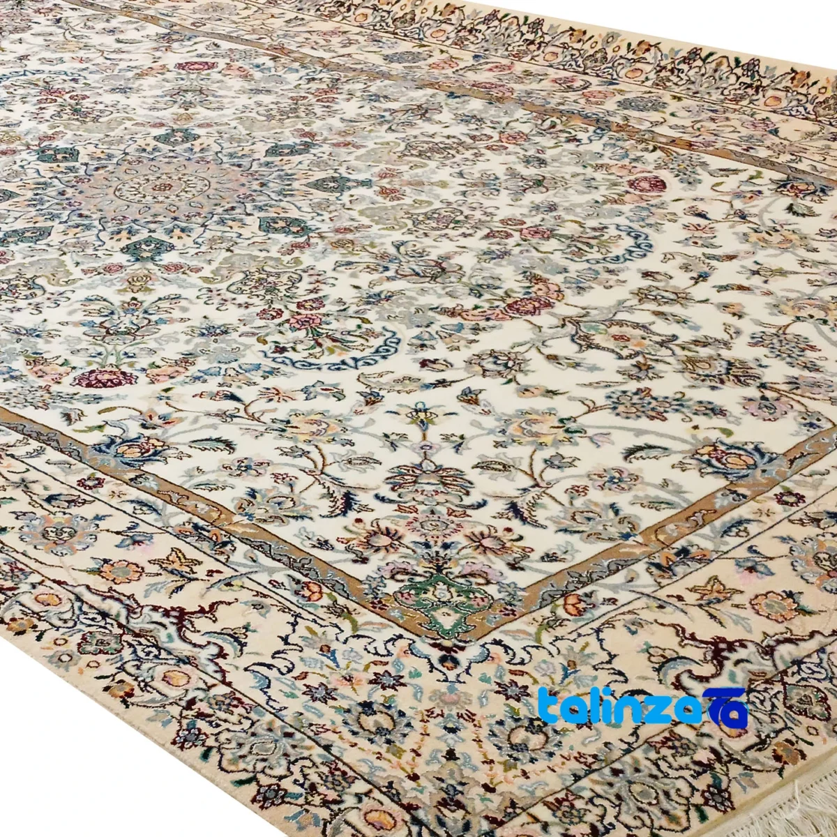 Detail view of Nain Handwoven Rug Cream Model 002 pile texture close-up