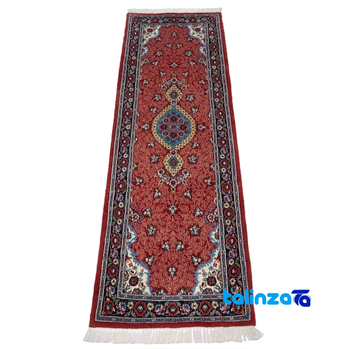 Packaging view of Si Persia Handwoven Runner Vibrant Red label and