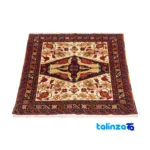 Detail view of Handwoven Persian Rug Baloch Design Cream Background pile texture close-up