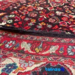 Weave close-up of Handwoven Persian Runner Rug Red material and craftsmanship