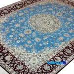 Nain Handwoven Rug Traditional Design Blue - Detail view showing pile texture close-up