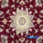 Detail view of Khabibi Handmade Carpet Square Pomegranate Design pile texture close-up