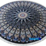 Nain Handwoven Round Carpet 3. Unique Design Navy - Weave close-up showing material and craftsmanship