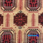 Turkmen Handmade Carpet Stylish Brown pile texture close-up (Detail view)