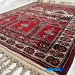 Baloch Handwoven Carpet Red Can be washed by hand or in a dishwasher. pile texture close-up (Detail view)