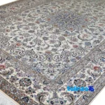 Detail view of Nain Handwoven Area Rug Elegant Design pile texture close-up