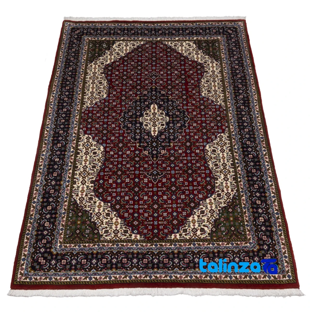 Persia Handwoven Carpet Luxurious Red Design - Weave close-up showing material and craftsmanship